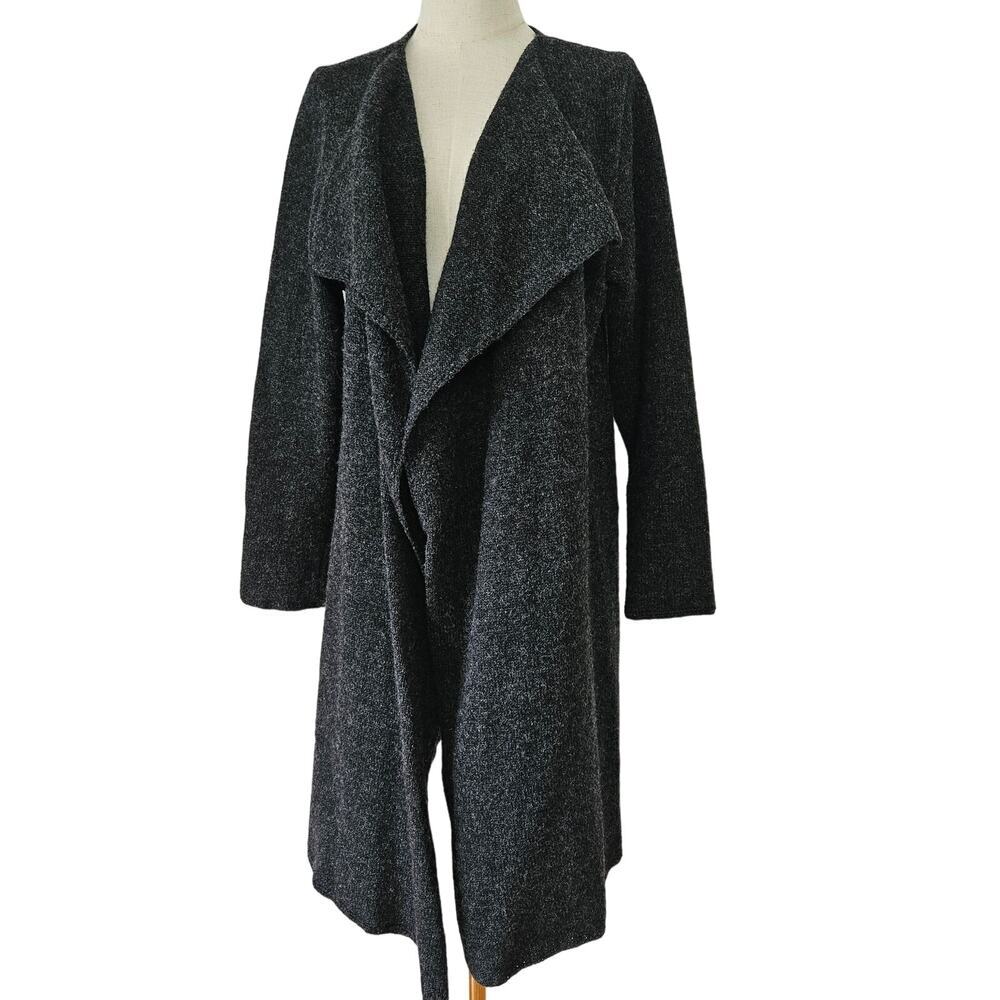 Baltic Inspirations Wool Long Cardigan Sweater XL‎ Charcoal Grey Open Front